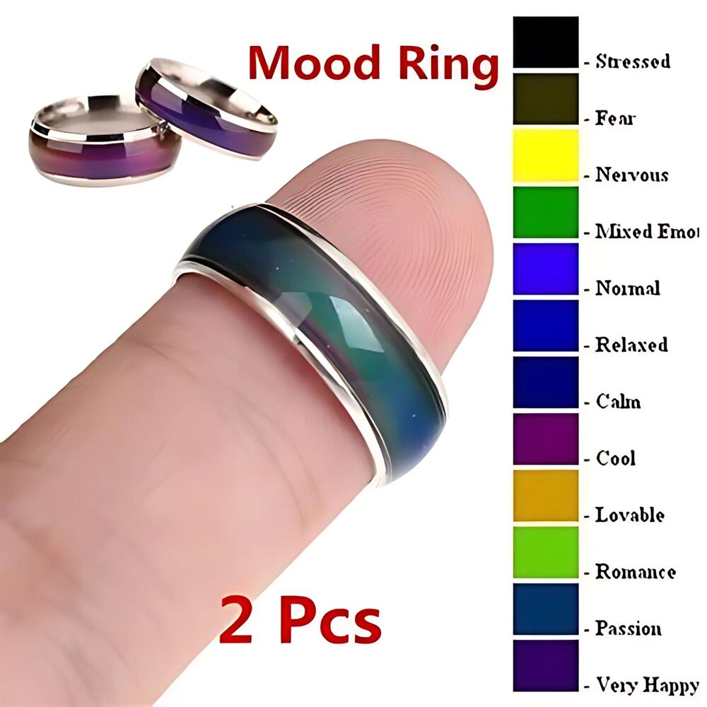 2 Color Changing Mood Temperature Rings Women Men 6-10